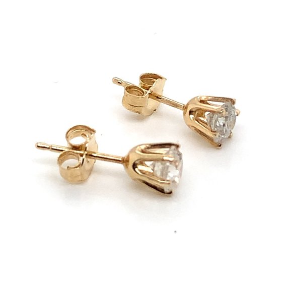 14K Yellow Gold Diamond Stud Earrings (0.76 CTW) - Picture 3 of 3